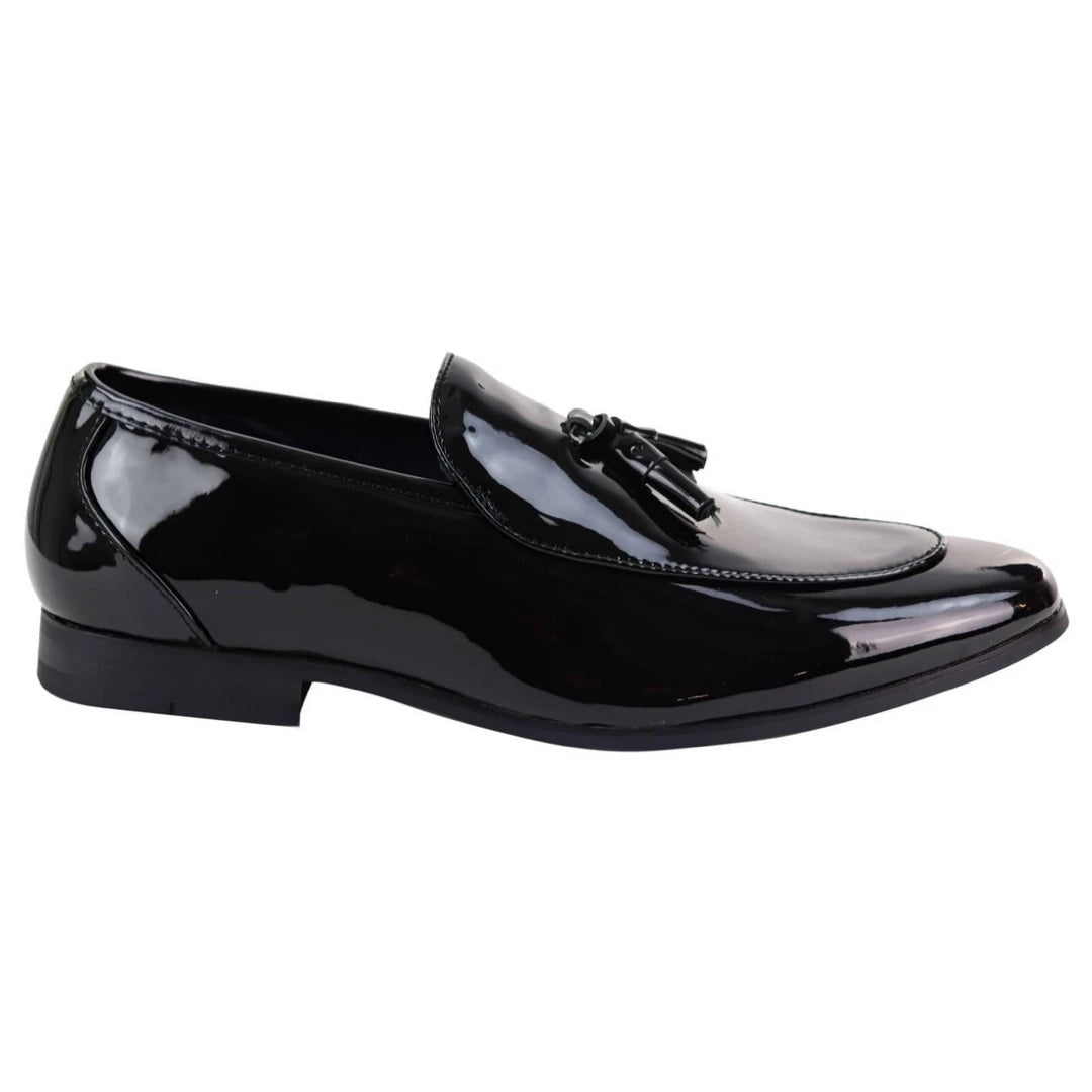 Cavani Walter Men's Tassel Slip On Black Shoes Shiny Patent - House of Cavani - 1