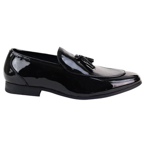 Cavani Walter Men's Tassel Slip On Black Shoes Shiny Patent - House of Cavani - 1