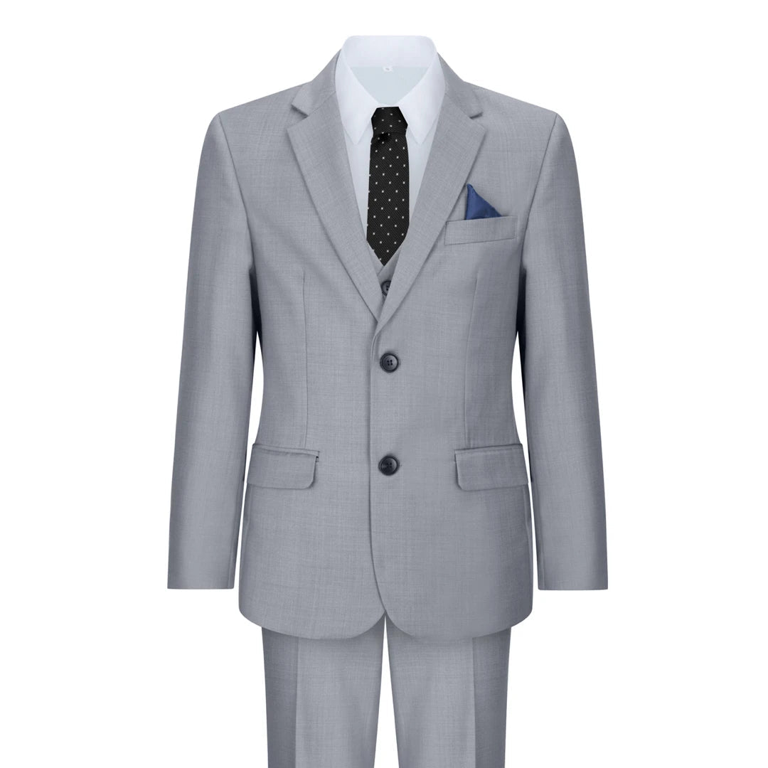 Abito Formale da Ragazzo 3 Pezzi in Grigio Chiaro di Matrimonio Battesimo - Paul Andrew - 1