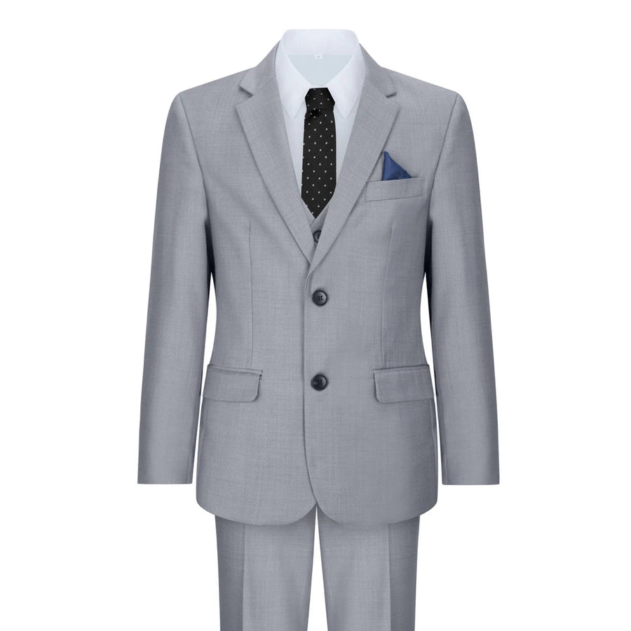 Traje de 3 piezas en color gris claro clásico ideal para ocasiones formales como bodas fiestas o bautizos - Paul Andrew - 1