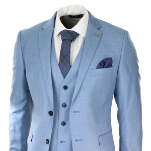 Charles - Men's Light Blue Sky 3 Piece Suit Summer Wedding Prom - Paul Andrew - 6