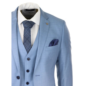 Charles - Men's Light Blue Sky 3 Piece Suit Summer Wedding Prom - Paul Andrew - 8
