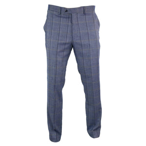 Connall - Pantalón clásico de tweed a cuadros para hombre - Azul - House of Cavani - 5