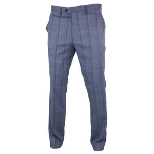 Connall - Pantalón clásico de tweed a cuadros para hombre - Azul - House of Cavani - 6