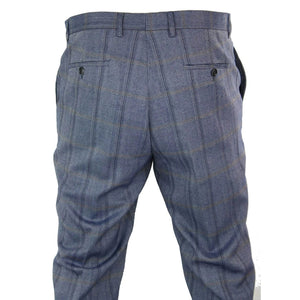 Connall - Pantalón clásico de tweed a cuadros para hombre - Azul - House of Cavani - 7