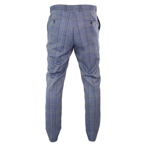 Connall - Pantalón clásico de tweed a cuadros para hombre - Azul - House of Cavani - 8