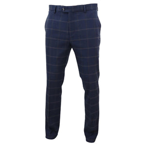 Connall - Pantalón clásico de tweed a cuadros para hombre - Azul marino - House of Cavani - 10
