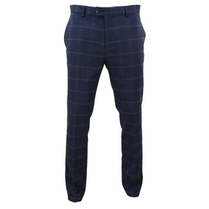 Connall - Pantalón clásico de tweed a cuadros para hombre - Azul marino - House of Cavani - 9