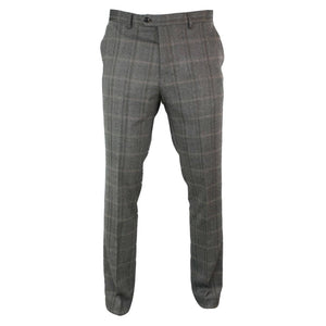 Connall - Pantalón clásico de tweed a cuadros para hombre - Bronceado - House of Cavani - 1