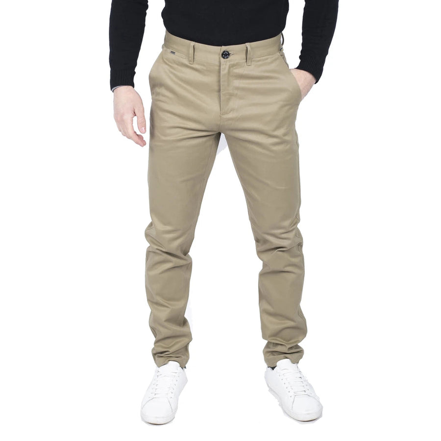 Herren Regular Chino Jeans Hose Stretch Classic Elegant Maßgeschneidert Fit - Beige - House of Cavani - 1