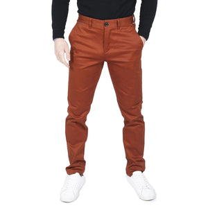 Herren Regular Chino Jeans Hose Stretch Classic Elegant Maßgeschneidert Fit - Burgund - House of Cavani - 33