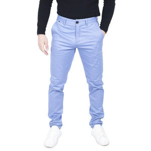 Herren Regular Chino Jeans Hose Stretch Classic Elegant Maßgeschneidert Fit - Hellblau - House of Cavani - 41
