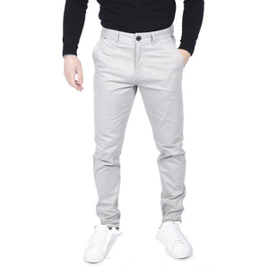 Herren Regular Chino Jeans Hose Stretch Classic Elegant Maßgeschneidert Fit - Hellgrau - House of Cavani - 45