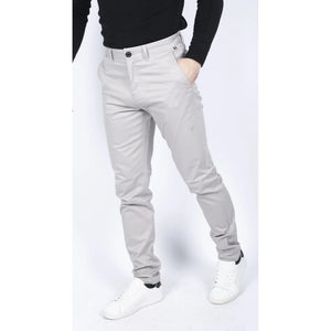 Herren Regular Chino Jeans Hose Stretch Classic Elegant Maßgeschneidert Fit - Hellgrau - House of Cavani - 46