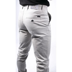 Herren Regular Chino Jeans Hose Stretch Classic Elegant Maßgeschneidert Fit - Hellgrau - House of Cavani - 48