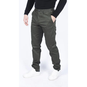 Herren Regular Chino Jeans Hose Stretch Classic Elegant Maßgeschneidert Fit - Oliv - House of Cavani - 26