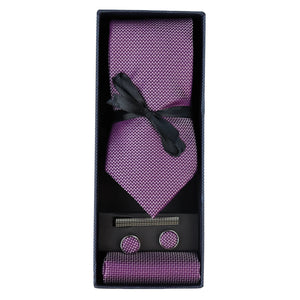Diamond Neck Tie Gift Set Pocket Square Cuff Links Pin Tie For Shirt Satin - Lilac - Paul Andrew - 6