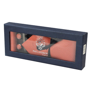 Diamond Neck Tie Gift Set Pocket Square Cuff Links Pin Tie For Shirt Satin - Orange - Paul Andrew - 8