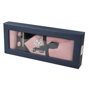 Diamond Neck Tie Gift Set Pocket Square Cuff Links Pin Tie For Shirt Satin - Pink - Paul Andrew - 11