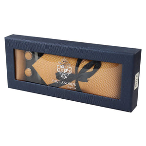 Diamond Neck Tie Gift Set Pocket Square Cuff Links Pin Tie For Shirt Satin - Yellow - Paul Andrew - 17