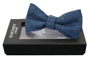Papillon Classico Marc Darcy da Uomo in Tweed o Vellutato Retro Vintage - Blu - Marc Darcy - 2