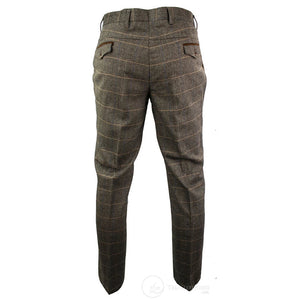 Herrenhose Braun Tweed Karriert Design Fischgräte Stil Slim Fit - Marc Darcy - 4