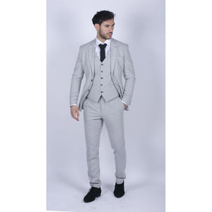 Herren Anzug Tweed Hellgrau 3 Teilig Klassisch Vintage 1920s Hochzeit - House of Cavani - 2