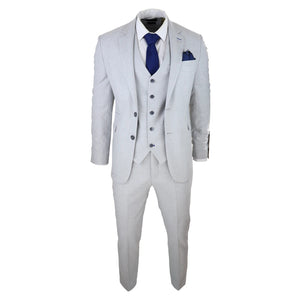 Herren Anzug Tweed Hellgrau 3 Teilig Klassisch Vintage 1920s Hochzeit - House of Cavani - 3