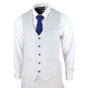 Herren Anzug Tweed Hellgrau 3 Teilig Klassisch Vintage 1920s Hochzeit - House of Cavani - 5