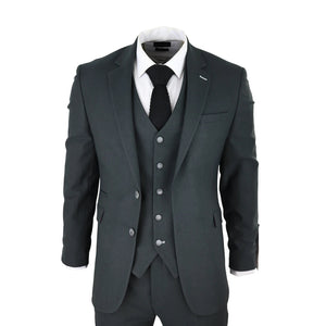 Herren Tweed Olivgrün 3 Teilig Anzug Classic Vintage 1920er Jahre Hochzeit - House of Cavani - 1