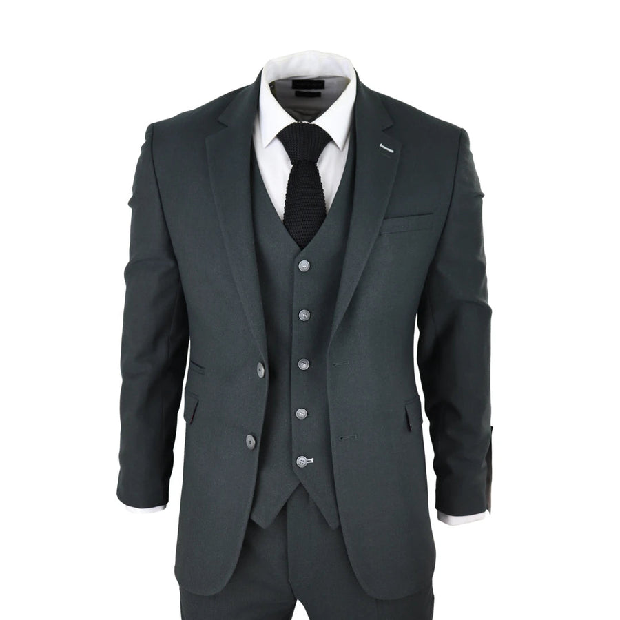 Traje de hombre de 3 piezas Tweed Verde Oliva Clásico Vintage 1920s Boda - House of Cavani - 1