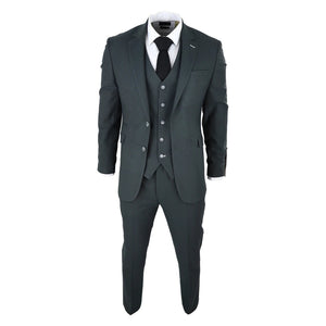 Herren Tweed Olivgrün 3 Teilig Anzug Classic Vintage 1920er Jahre Hochzeit - House of Cavani - 3