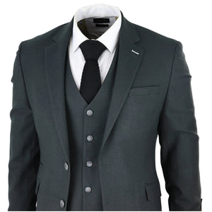 Herren Tweed Olivgrün 3 Teilig Anzug Classic Vintage 1920er Jahre Hochzeit - House of Cavani - 4