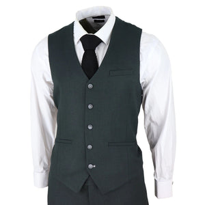 Herren Tweed Olivgrün 3 Teilig Anzug Classic Vintage 1920er Jahre Hochzeit - House of Cavani - 5