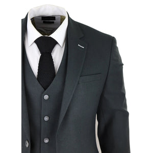 Herren Tweed Olivgrün 3 Teilig Anzug Classic Vintage 1920er Jahre Hochzeit - House of Cavani - 6