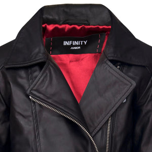 Girls Kids Real leather Biker Style Jacket Cross Zip Black Pink Age 1 - 13 - Infinity Leather - 4