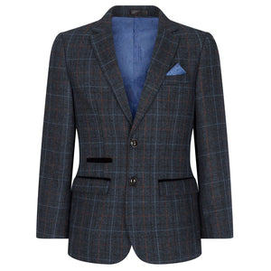 Jungenanzug 3 Teilig Grauer schwarzer Tweed Fischgrät Weinrot, Vintage Retro - Paul Andrew - 3