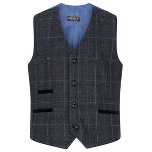 Jungenanzug 3 Teilig Grauer schwarzer Tweed Fischgrät Weinrot, Vintage Retro - Paul Andrew - 5