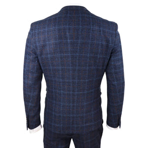 Herrenanzug Marineblau Blau Tweed Design 3 Teilig Stil Vintage - Paul Andrew - 6