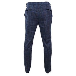 Harvey - Men's Navy Check Trouser - Paul Andrew - 3
