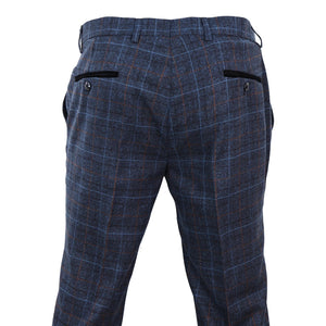 Harvey - Men's Navy Check Trouser - Paul Andrew - 4
