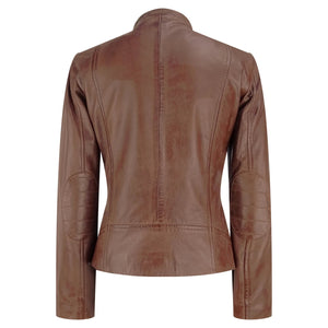 Infinity Brando Skórzana kurtka motocyklowa damska klasyczna brązowa - Brązowy - Infinity Leather - 11