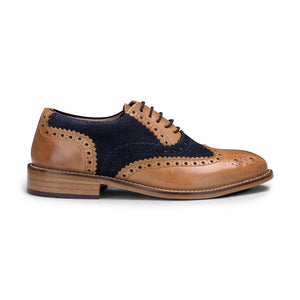 Zapatos brogues de cuero real con cordones ideal para un look elegante al estilo Vintage Clásico Peaky para niños - Bronceado - London Brogues - 7