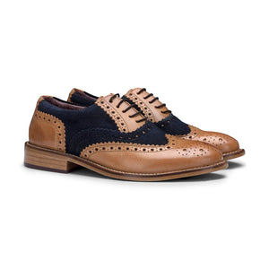 Zapatos brogues de cuero real con cordones ideal para un look elegante al estilo Vintage Clásico Peaky para niños - Bronceado - London Brogues - 8