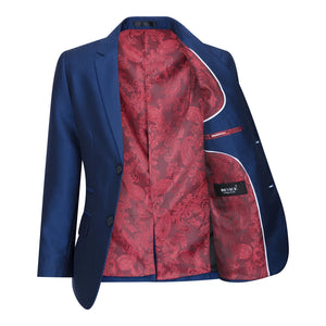 Kingsley - Boys 3 Piece Shiny Blue Wedding Party Suit - Paul Andrew - 4