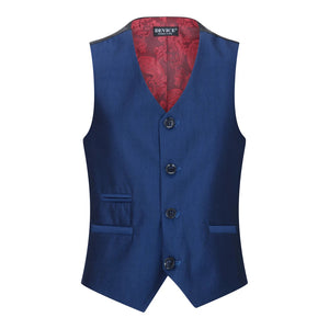 Kingsley - Boys 3 Piece Shiny Blue Wedding Party Suit - Paul Andrew - 5