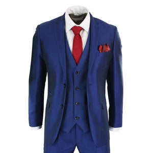 Kingsley - Traje de fiesta de fiesta de boda azul brillante de 3 piezas para hombres - Paul Andrew - 1