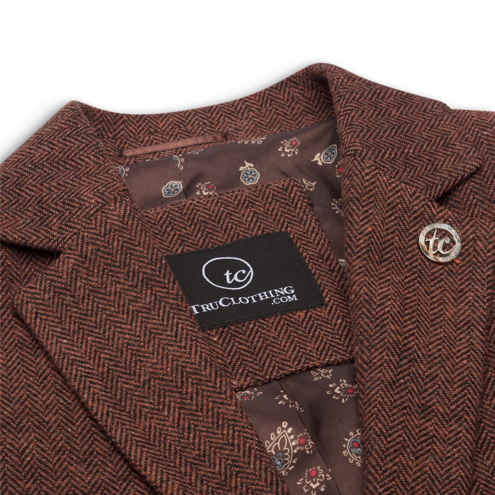 WS-12 - Women's Tweed Suit Blazer Trousers Waistcoat Herringbone Wool Rust Brown main image 0