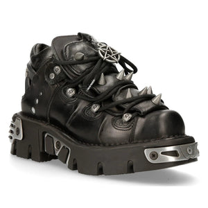 M110-S1 New Rock Unisex Men's Women's Bootie Metal Spikes Goth Punk Laced - New Rock - 3