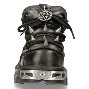 M110-S1 New Rock Unisex Men's Women's Bootie Metal Spikes Goth Punk Laced - New Rock - 4